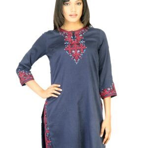 BIBA Women Solid Navy Blue Kurta