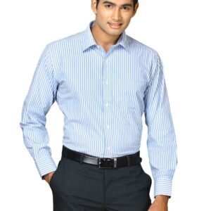 John Miller Men Blue Striped Shirt