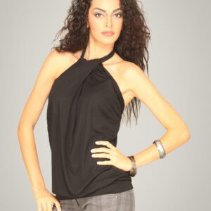 UCB Women's Halter Front Black Top