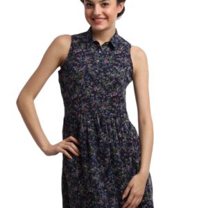 Femella Women Navy Blue Printed Dress