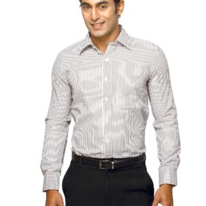 Mark Taylor Men White Striped Shirt