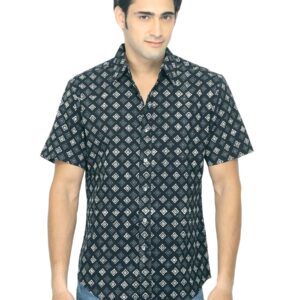 Fabindia Men Hand Block Printed Black Shirt