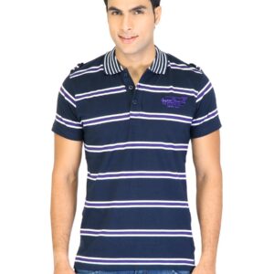 Spykar Men Navy Blue Polo T-Shirts