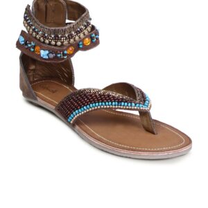 Catwalk Women Ethnic Leather Flat Brown Flats