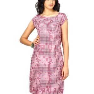 W Women Round Neck Short Sleeve Pink Kurta