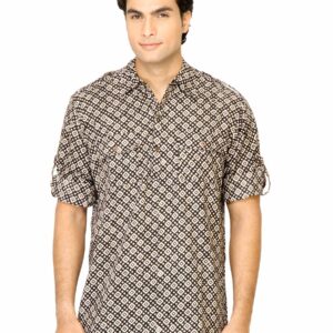 Mother Earth Men Printed Black Kurta