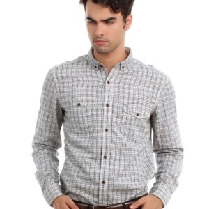 French Connection Men White & Black Check Shirt