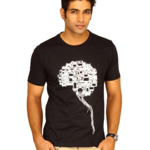 Myntra Men's Brain Black T-shirt