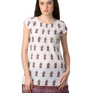 Alma Women White Printed Kurta