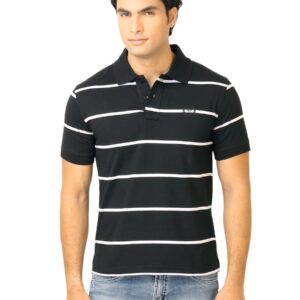 Classic Polo Men Stripes Black Polo T-Shirt