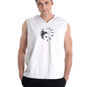 Urban Yoga Men Printed Grey Innerwear T-shirt