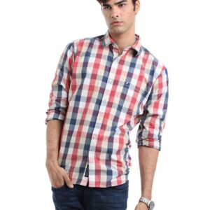 Highlander Men  Blue & Beige Check  Shirt