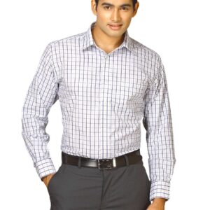 John Miller Men White Check Shirt