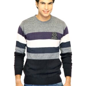 Scullers Men Stripes Grey Sweaters
