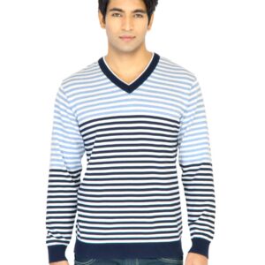 Turtle Stripes Men White Sweaters