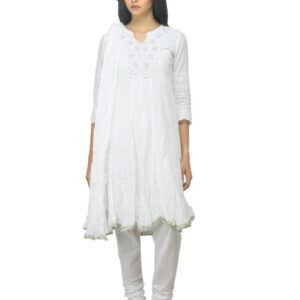 Biba Women White Churidar Kurta with Dupatta