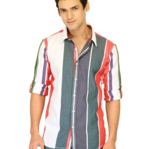 Probase Men Stripes Grey Shirts