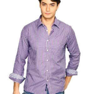 Indigo Nation Men Stripes Shirt Purple Shirts