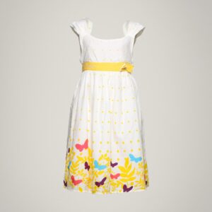 Gini and Jony Girl's Sara White Yellow Polka Dot Kidswear