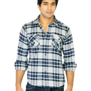 Flying Machine Men Check Navy Blue Shirts