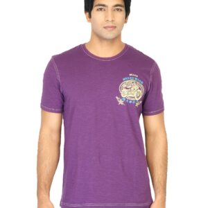 United Colors of Benetton Men Printed Purple Tshirts