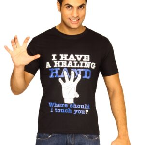 Myntra Men's I Have Healing Hand Black T-shirt