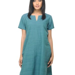 Fabindia Women Green Bijli Print Khadi Kurta