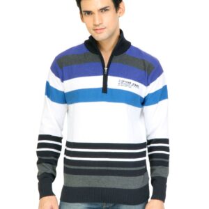 Spykar Men Stripes Blue Sweaters