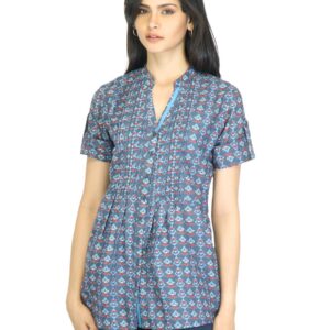 Mumbai Slang Women Printed Navy Blue Top