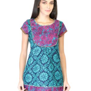 Mother Earth Women Blue Printed Kurti