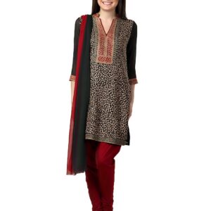 Aneri Women Black & Maroon Salwar Suit