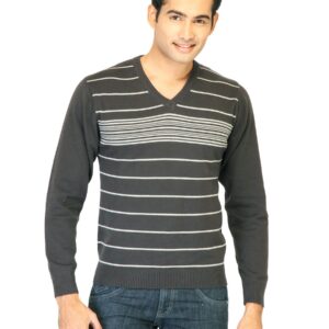 Proline Mens Stripes Grey & White Striped T-shirt
