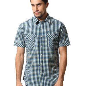 John Players Men Gingham Blue Shirt