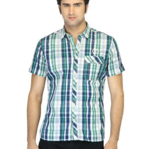 Scullers Men Check Green & Blue Shirt