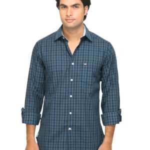 Arrow Sport Men Check Navy Blue Slim Fit Shirt