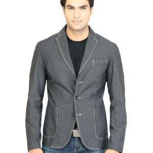 United Colors of Benetton Men Solid Grey Blazer Jacket