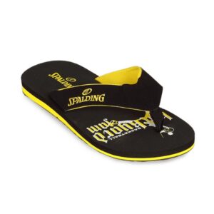 Spalding Men's Black Yellow With Graphic Flip Flop