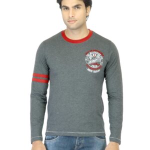 Locomotive Men Printed Charcoal T-shirt