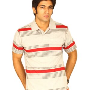 Classic Polo Men's Grey Red & Brown Stripe T-shirt