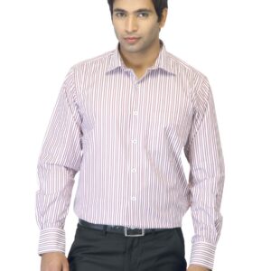 Genesis Men Striped Maroon Shirt