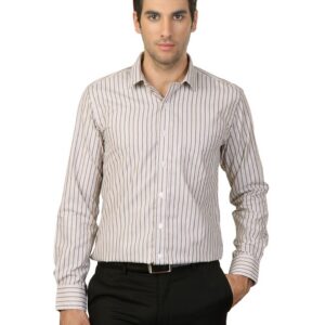 Mark Taylor Men Brown Striped Shirt