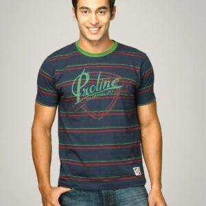 Proline Men Navy Striped T-shirt