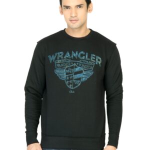 Wrangler Men Flock Print Black Sweatshirt