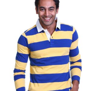 Basics Men Blue & Yellow Polo T-shirt