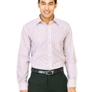 Mark Taylor Men Grey & White Striped Shirt