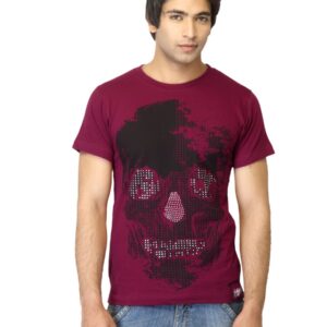 Tantra Men Digi Skull Maroon T-shirt