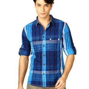 Spykar Men Ranger Blue Navy Checks Shirts