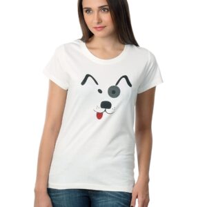 Myntra Women Cute Dog White T-shirt