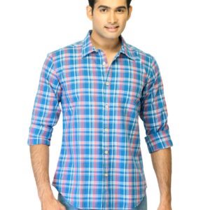 United Colors of Benetton Men Check Blue Shirts