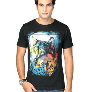 Inkfruit Men's Night Rider Black Yellow Orange T-shirt